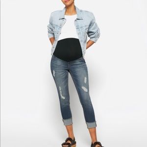 Maternity Distressed Cuffed Jeans